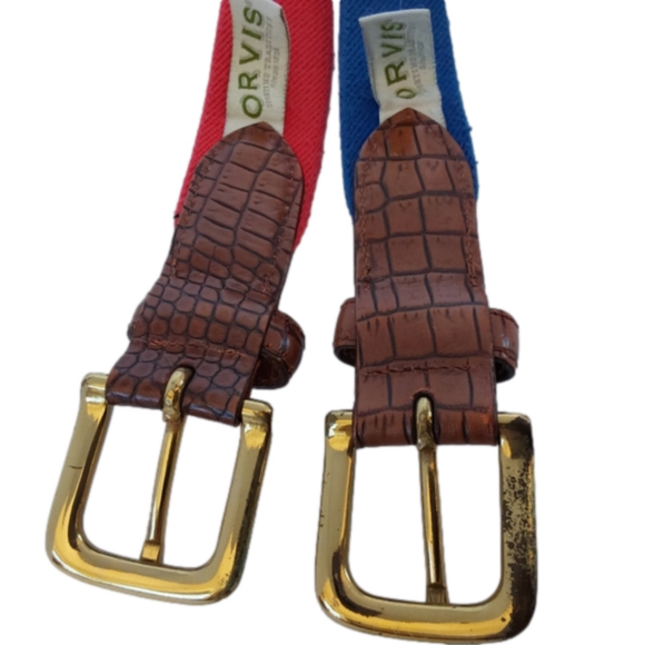 Mens Orvis size 44 canvas & leather belts - Picture 2 of 6